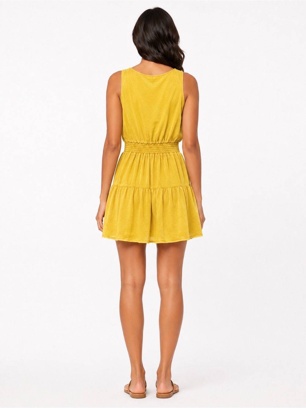 Universal Thread Yellow Pleated Tie Front Cotton Dress Size L - Picture 5 of 12